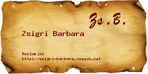 Zsigri Barbara névjegykártya